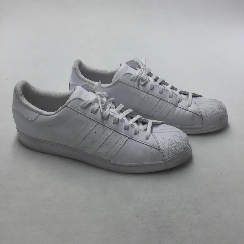Adidas Superstar Shoes Mens Size 19 White Leather Low Top Originals Sneakers